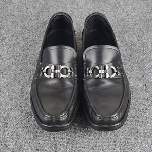 Salvatore Ferragamo Gancini Bit Loafers Mens 10D Black Leather Italy Dress Shoes